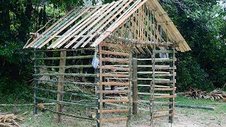 Primitive Legend  Built Bamboo Hut [upl. by Malcah]