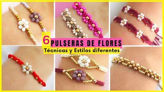 🌸 TOP 6 de las PULSERAS de FLORES más FÁCILES de HACER 🤓 HAZLO paso a paso conmigo [upl. by Thetisa]