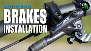 Shimano BRAKES Installation HowTo 12 Speed or 11 Speed XTR XT SLX Deore 2 and 4 Piston Brake [upl. by Nreval]