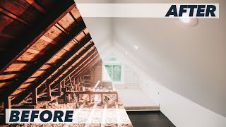 Incredible Attic Transformation in 5 Min  Timelapse DIY Attic Loft Renovation [upl. by Togram755]