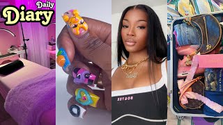 daily diary ♡ maintenance day coolest nails ever  glueless wig install  lash appt  packing [upl. by Lirrehs665]