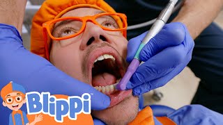 Blippi at the Dentist  Blippi  Kids Songs  Moonbug Kids [upl. by Hametaf]