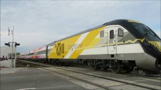 Brightline Delivery w both trains amp FEC switching in West Palm Beach Florida March 2017 [upl. by Machutte]