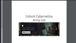 Cohort Cybernetica Army List January 2024 [upl. by Assel]