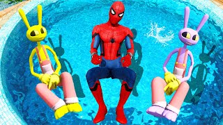 GTA 5 Rainbow Spiderman amp Rainbow Jax Crazy Water Ragdolls FailsFunny Moments [upl. by Sloane]