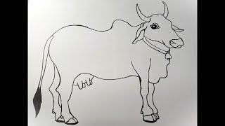 How to draw a Cow Easy Cow drawing tutorial [upl. by Inaja510]