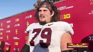 USC center Jonah Monheim discusses progress of Trojans offensive line [upl. by Barimah]