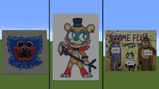 Which Minecraft Art looked the best FNAF or Huggy Wuggy 🤔 Shorts [upl. by Japeth440]