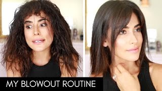 How I Blow Dry amp Style My Hair with BANGS  Wet to Dry [upl. by Dami39]