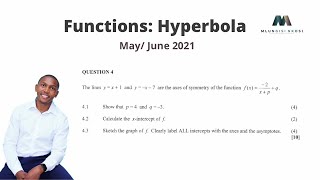 Mlungisi Nkosi  Grade 12 Mathematics  Functions Hyperbola  Past Exam Question  MayJune 2021 [upl. by Doownil182]