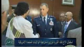 Rice meets Kadhafi on historic Libya visit [upl. by Nwahsit757]