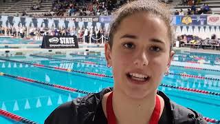 Interviews from the 2A girls swimming state meet Paige Dangleis Medea Rusu and Rebecca Yamada [upl. by Tuhn699]