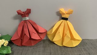 How To Make Pretty Origami Dress  Paper Frock  Easy And Simple Origami Dress  DIY [upl. by Ahsenra212]