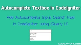 Autocomplete Textbox in CodeIgniter using jQuery UI [upl. by Oenire]