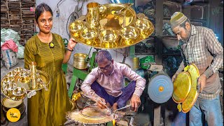 Biggest Maharaja Pital Thali Factory Making Process At Brass Globe Pital Nagri l Moradabad Food [upl. by Yeslaehc]