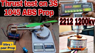 2212 1200kv brushless motor Thrust test on 3S Lipo battery 1045 ABS Prop FliteTest [upl. by Aicital]