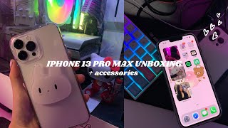 Unboxing Iphone 13 pro max  accessories  aesthetic  256GB SILVER EDITION [upl. by Grimbly]