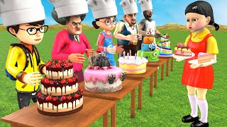 Scary Teacher 3D vs Squid Game Cake Decorating and Wrong Cake Decor 5 Times Challenge MissT Vs Grany [upl. by Ahsiadal]