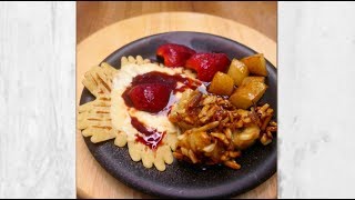 Pfannkuchen mit Karamellisierten Erdbeeren Birnen und Bananen mit knusprigen Mandeln [upl. by Nester]