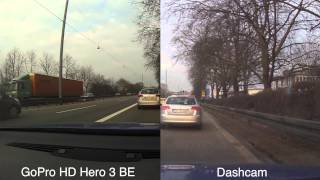 30€ FullHD Dashcam vs GoPro Hero 3 BE in 720p [upl. by Adnilak]