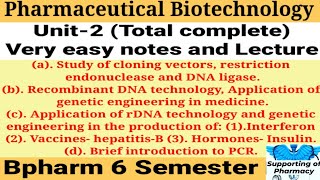 Pharmaceutical biotechnology Unit2।Cloning vector।Brief introduction to PCR।Recombinant DNA।Bp6sem [upl. by Aitnic]