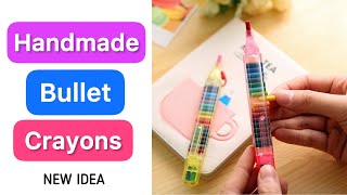 How to make Bullet crayons pen  best out of waste  paper craft DIY School supplies  girl crafts [upl. by Faustus]