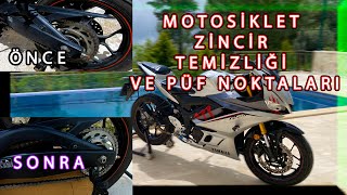 MOTOSİKLET ZİNCİR TEMİZLİĞİ NASIL YAPILIR  PÜF NOKTALARI NELERDİR motovlog zincir [upl. by Noyes]