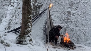 Camping in snow storm Can I survive 2 days in the winter forest [upl. by Daffi848]