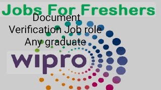 WIPRO Document Verification Job  Apply Online For WIPRO Recruitment 2025 freshers any graduate [upl. by Zirtaeb]