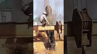 Piling process of river course cofferdam [upl. by Anelrahc]