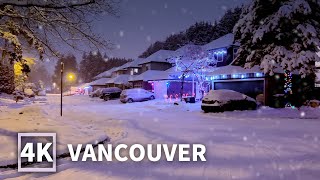 【4K】Snowy Walk in East Vancouver White Christmas Canada Winter Snow Walk and Snow Footsteps Sound [upl. by Hambley915]