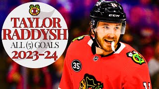 Taylor Raddysh All 5 Goals 202324  Blackhawks Highlights [upl. by Enitsirk]