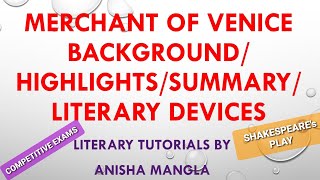 MERCHANT OF VENICE SUMMARYBACKGROUNDLITERARY DEVICES [upl. by Tavish]