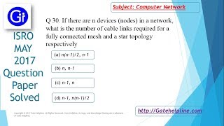 ISRO MAY 2017 Q30 If there are n devices in a network what is the number of cable links required [upl. by Kletter]