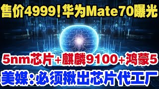 售价4999！华为Mate70曝光5nm芯片麒麟9100鸿蒙50美媒：必须揪出芯片代工厂 [upl. by Neira]