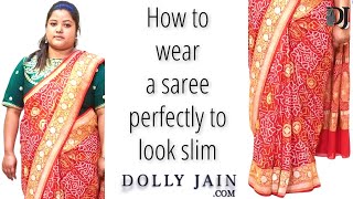 How to wear saree perfectly to look slim  Dolly Jain saree draping [upl. by Zeni]