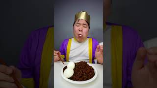 ASMR MUKBANG  Spicy Chicken  black bean noodles eating HUBA shorts [upl. by Munt]