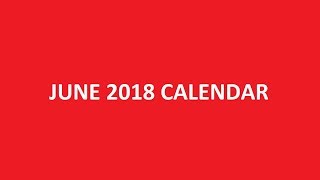 June 2018 Calendar Printable Holidays PDF [upl. by Agata]