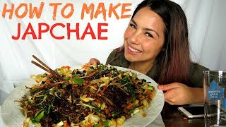 Japchae 잡채 Glass Noodles 먹방 Meokbang Social Eating Mukbang Eating Show [upl. by Ahtamat390]