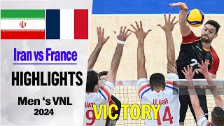 Iran vs France Game Highlights 2162024 Mens VNL 2024  Volleyball Nations League 2024 Replay [upl. by Yelrahs]