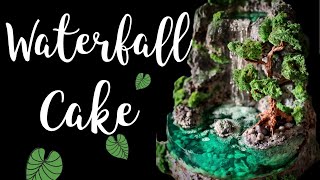 Realistic Waterfall Cake  Island Cake  Waterfall theme  Waterfall Gelatine Cake  Торт Остров [upl. by Hildick]