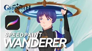 Wanderer  Genshin Impact  Speedpaint Using Procreate [upl. by Hettie106]