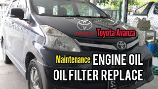 Toyota Avanza 2013 auto Engine Oil and Oil Filter change maintenance [upl. by Zonda]