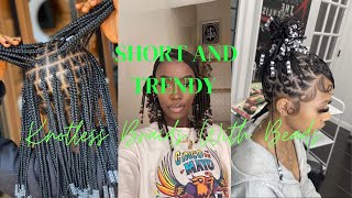 2022 🔥🤍Trendy Short knotless braids with beads🤍🔥 [upl. by Lancaster]