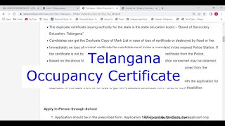 Telangana  Online Occupancy Certificate Online [upl. by Ryan807]