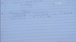 Class 10  Trigonometry Prove That √1sinA1cosA√1SinA1cosA2TanA  SEE neb [upl. by Flint]