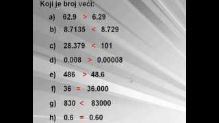 Uspoređivanje decimalnih brojeva Decimalni brojevi  5dio [upl. by Dich841]