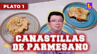 Canastitas de parmesano rellenas de pollo y alcachofa  El Gran Chef Famosos [upl. by Eiahpets503]