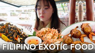 KOREAN Trying MOST EXOTIC FILIPINO FOOD Pampanga FOOD CRAWL 🇵🇭🐸  Juwonee [upl. by Sikorski]