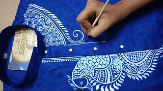 Hand Painted Panjabi Design  Fabric Painting On Panjabi  Kolka Design on Panjabi [upl. by Jabin864]